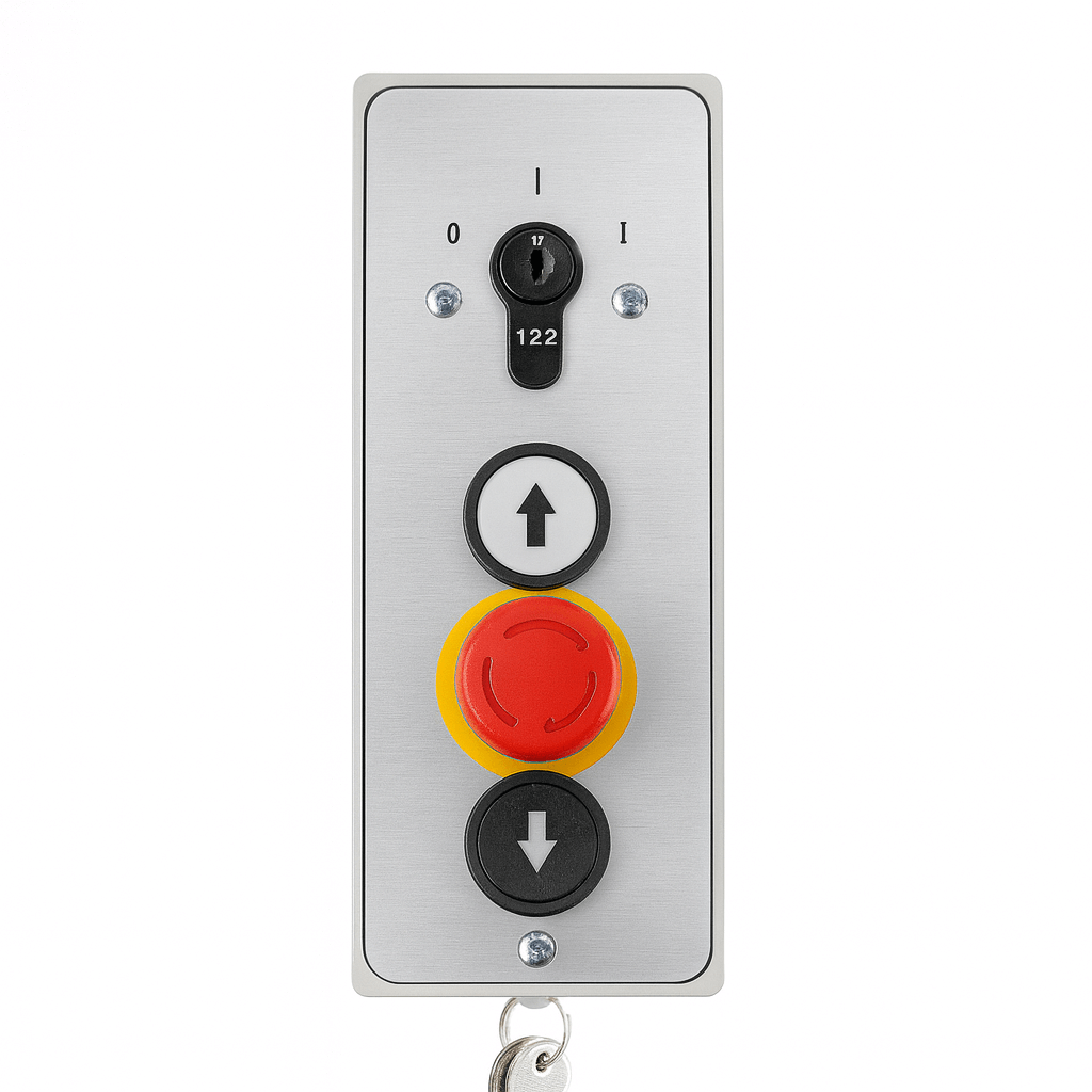 Aufputz Schlüsselschalter 3 fach Drucktaster mit Not-Aus