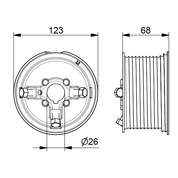 Seiltrommel Normalsystem Aluminium 1" Länge: 68mm