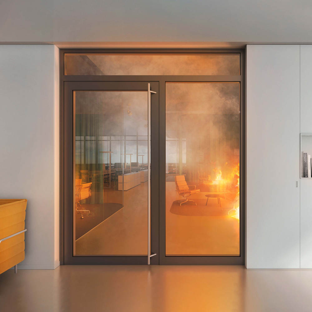 Aluminium_Rohrrahmentür_Schüco_Teckentrup_Brandschutz