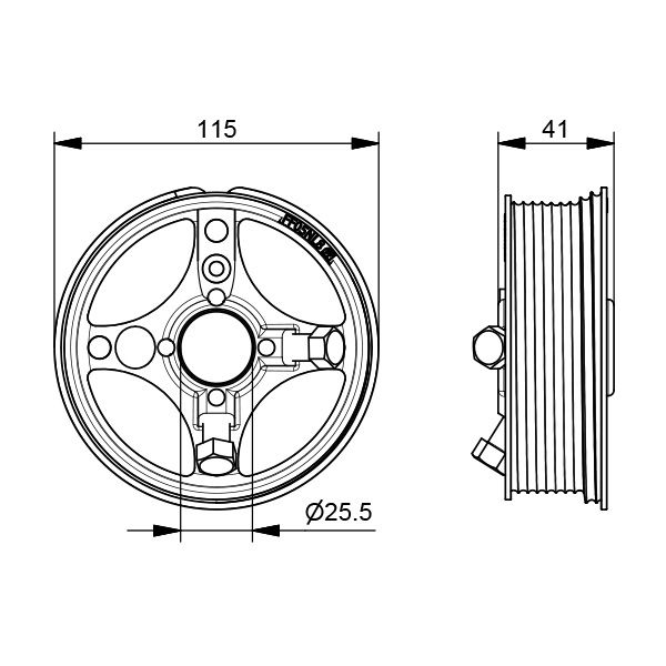 Seiltrommel Normalsystem, Aluminium, 1", Länge: 41mm